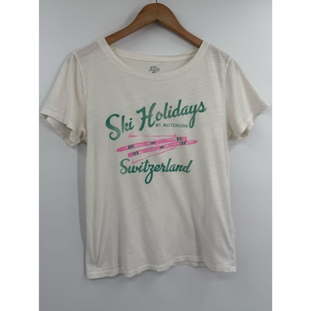 J.Crew Vintage Cotton Ski Holidays Mt. Matterhorn Graphic Tee | Ivory | Small